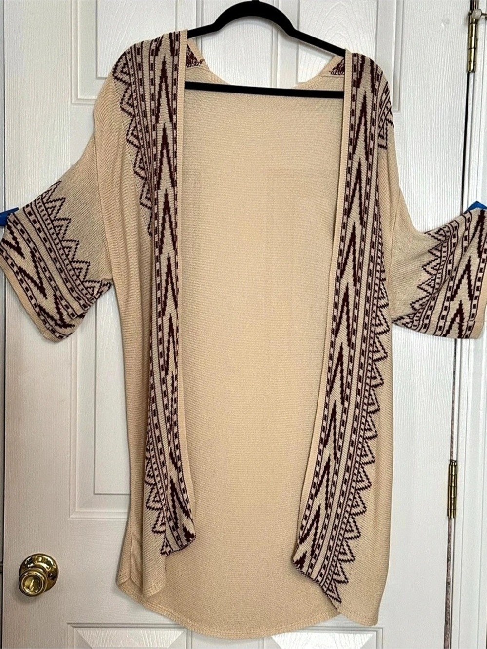 Women's Geometric Cardigan in Brown & Beige